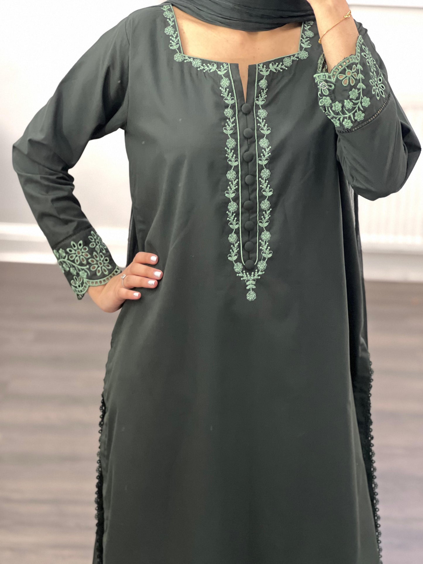 Gulzar - Green Three Piece