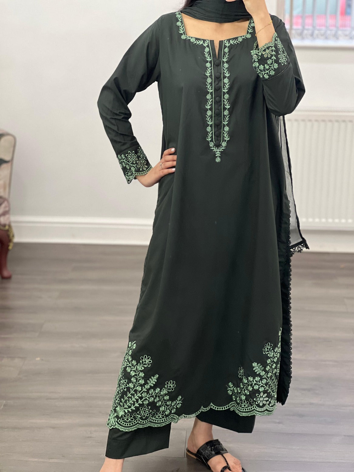 Gulzar - Green Three Piece