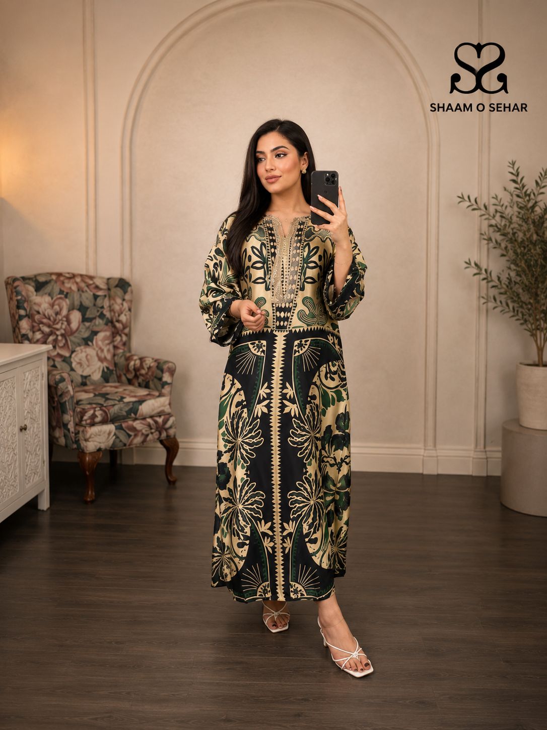 Layla – Premium Silk Printed Kaftan