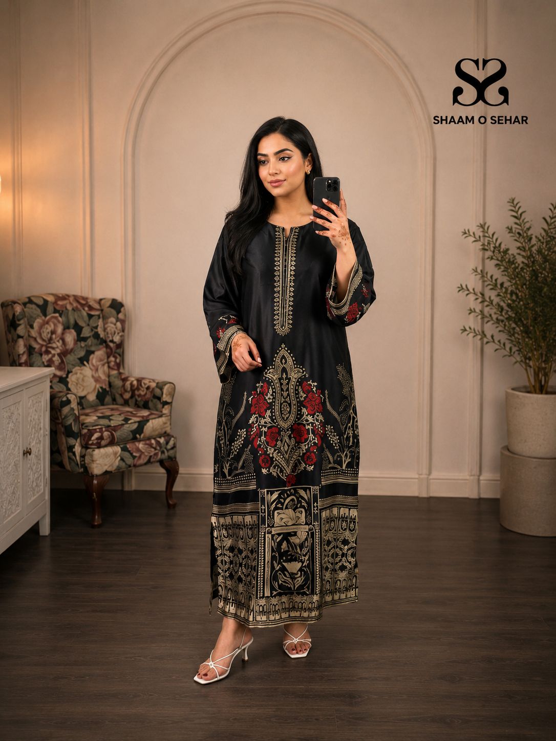Amara – Premium Silk Printed Kaftan