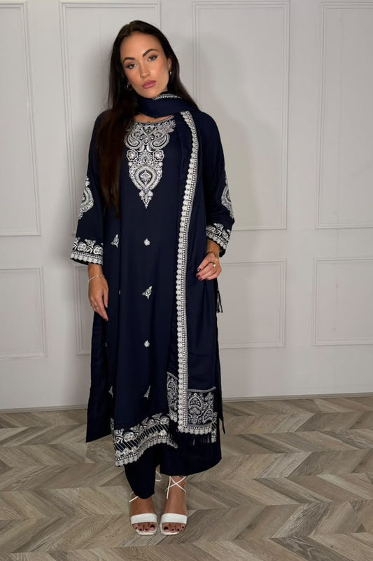 NAFEESA — Viscose Woven Winter 3-Piece Suit with Shawl