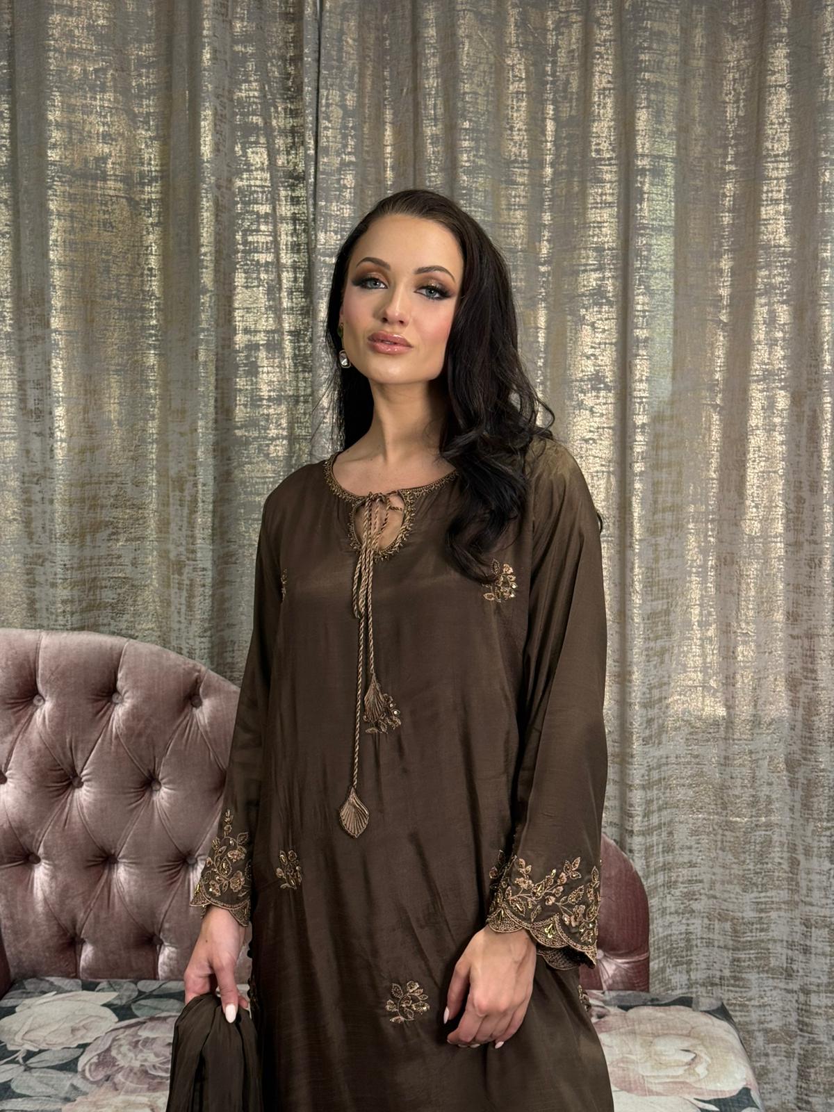 NOIRÉ – Eid Luxe Collection | 3PC Silk with Handwork