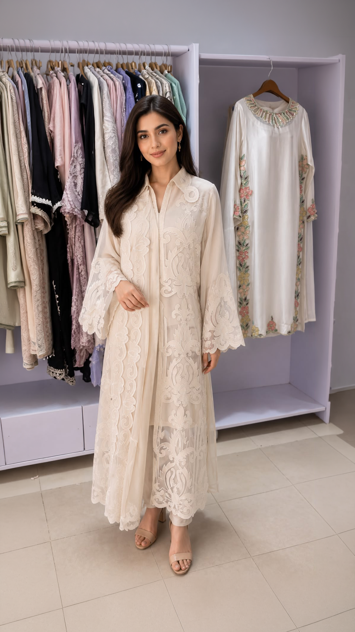 CHANDNI PEARL – Organza Appliqué Work 3 Piece Suit