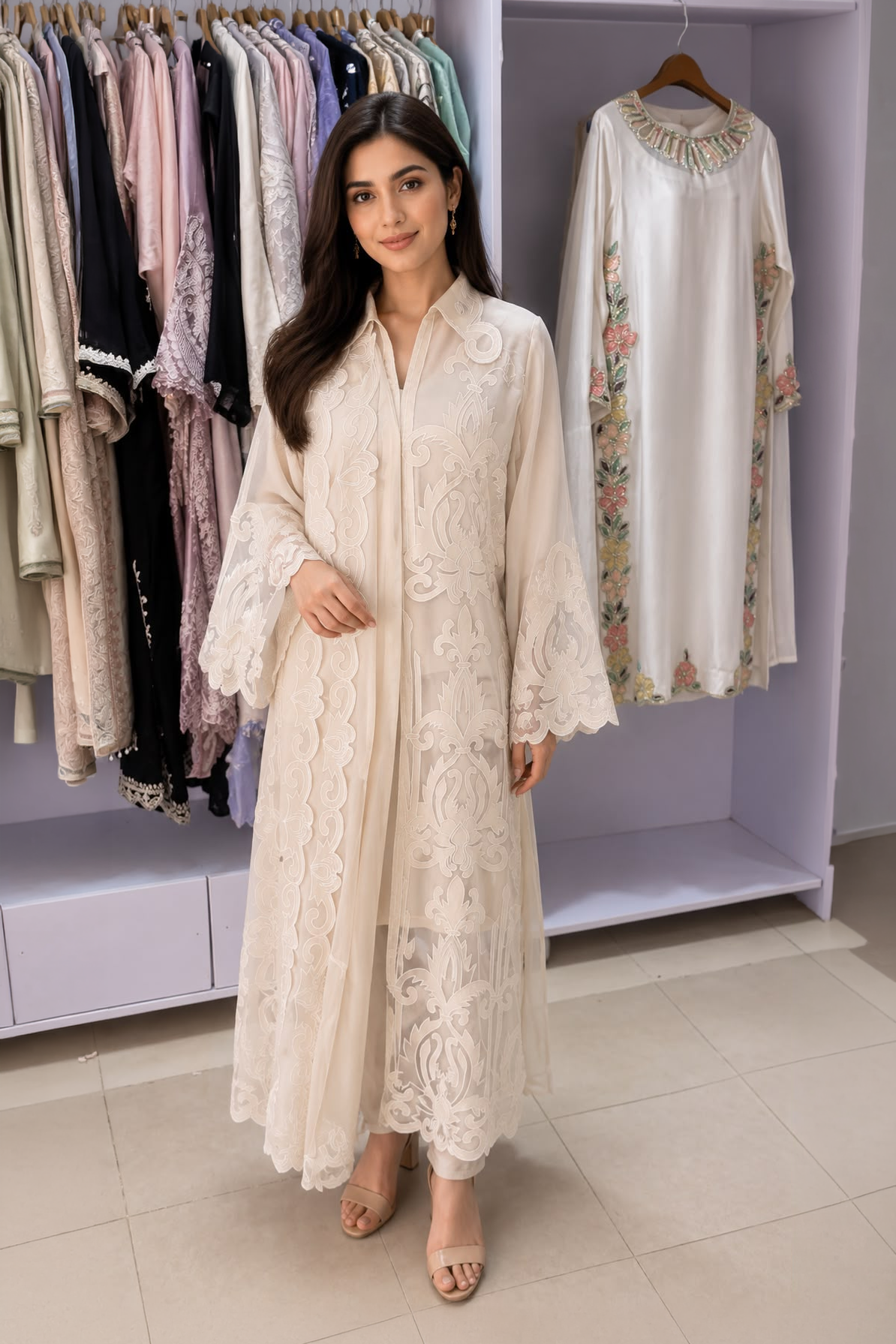 CHANDNI PEARL – Organza Appliqué Work 3 Piece Suit
