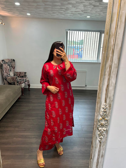 Rastaah Red Lawn Outfit Summer