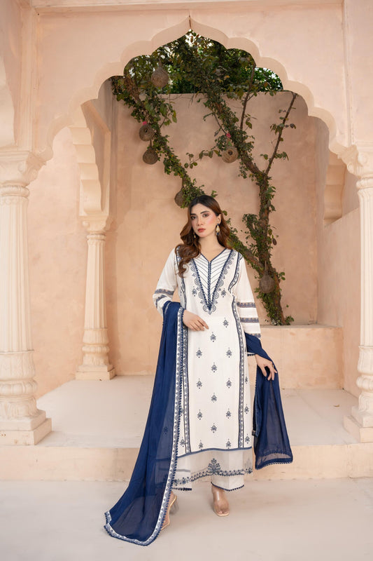 Mehr Silk Dupatta & Embroidered Pret