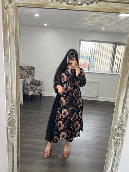 Zimal - Floral Three Piece Summer Southasian Outfit ready to wear