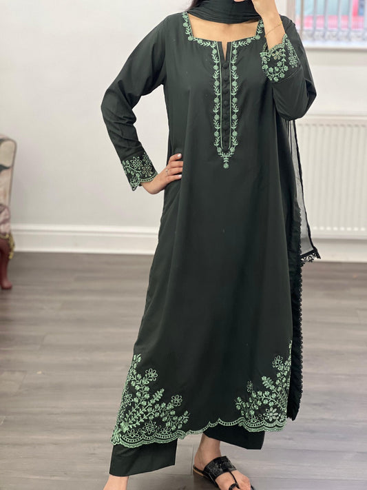 Gulzar - Green Three Piece