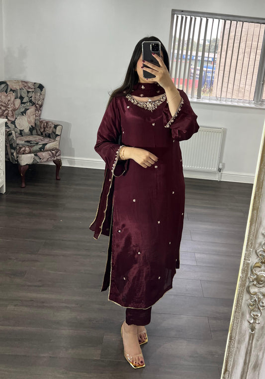 Fezah - Three Piece Silk-Hand Emb