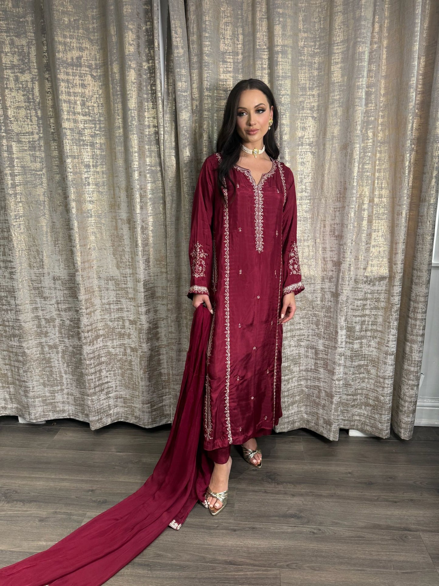 MAHROSH – Luxury Eid Edit | 3PC Shisha Silk Ensemble