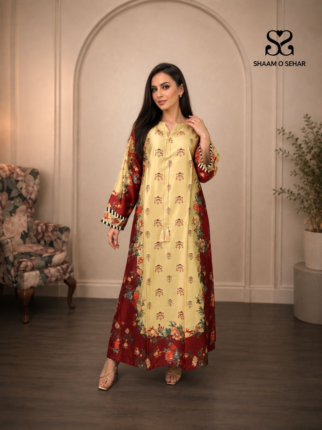 Meher – Premium Silk Floral Kaftan