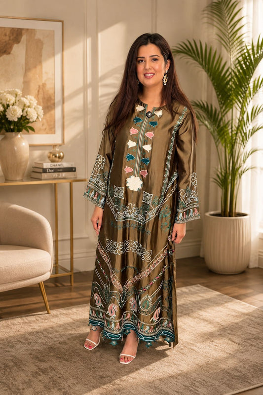 AISHA – Regal Radiance | Sheesha Silk Kaftan