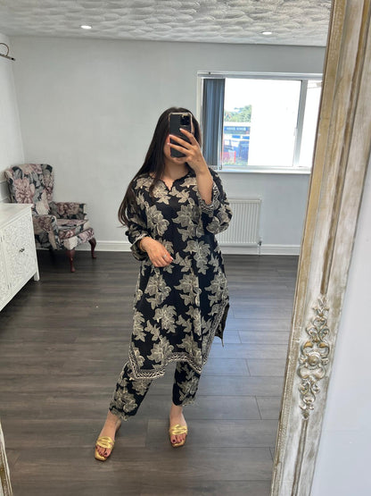 Noir Petal 2-Piece Suit
