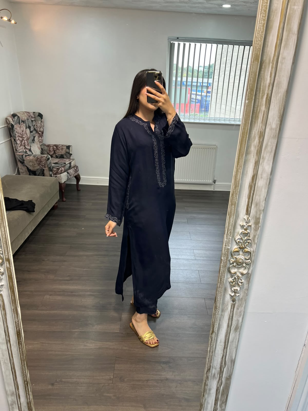 Mehvara – Navy Blue 2 Piece Moss Crepe Set