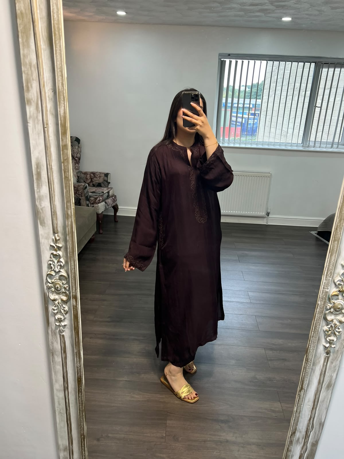 Mehvara – Deep Plum 2 Piece Embroidered Moss Crepe Set