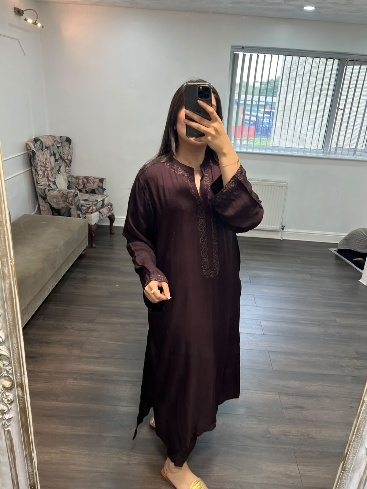 Mehvara – Deep Plum 2 Piece Embroidered Moss Crepe Set