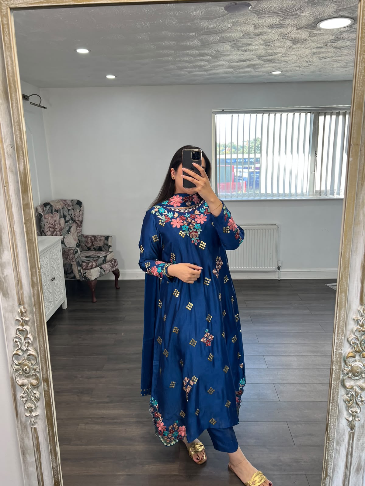 NEEL-E-GUL | Embellished Sheesha Silk 3-Piece