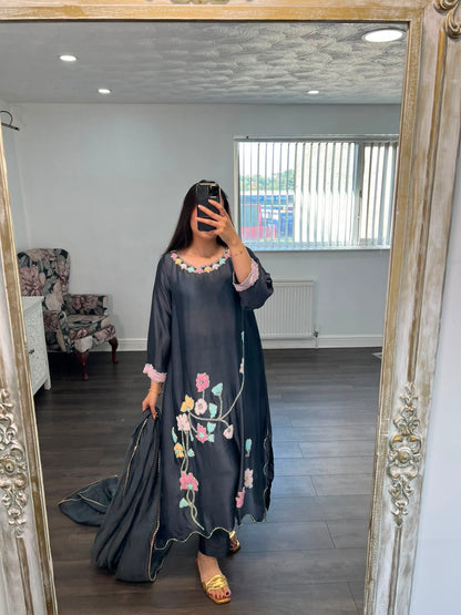 Moonlit Bloom Hand-Embellished Ensemble