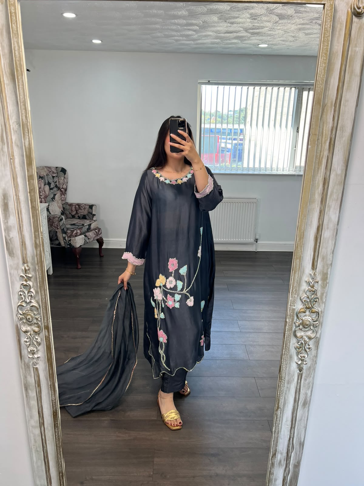 Moonlit Bloom Hand-Embellished Ensemble