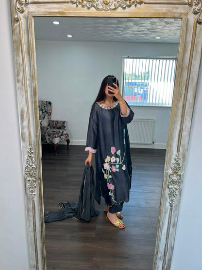 Moonlit Bloom Hand-Embellished Ensemble