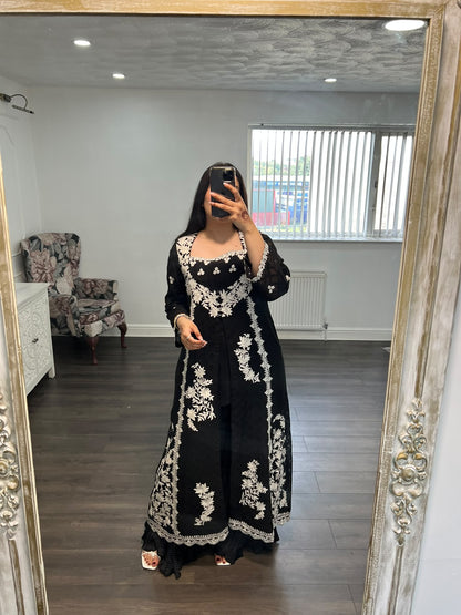 Naqsh-e-Shab – Black & Ivory Embroidered 3-Piece Luxury Pret
