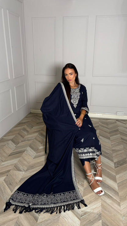 NAFEESA — Viscose Woven Winter 3-Piece Suit with Shawl