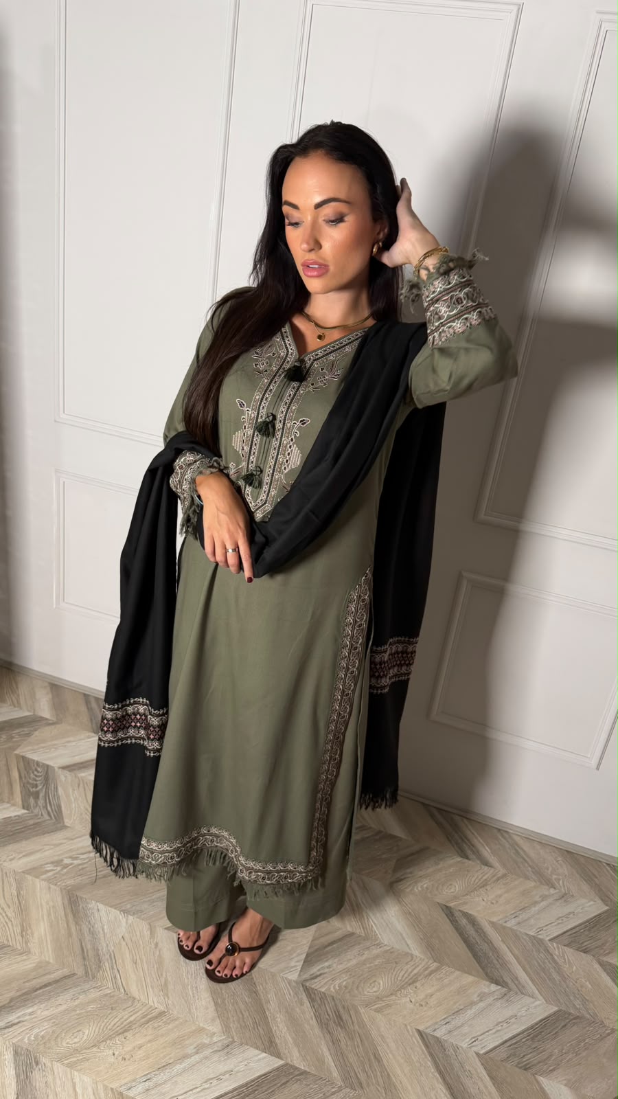 SEHRISH — Viscose Woven Winter 3-Piece Suit with Shawl