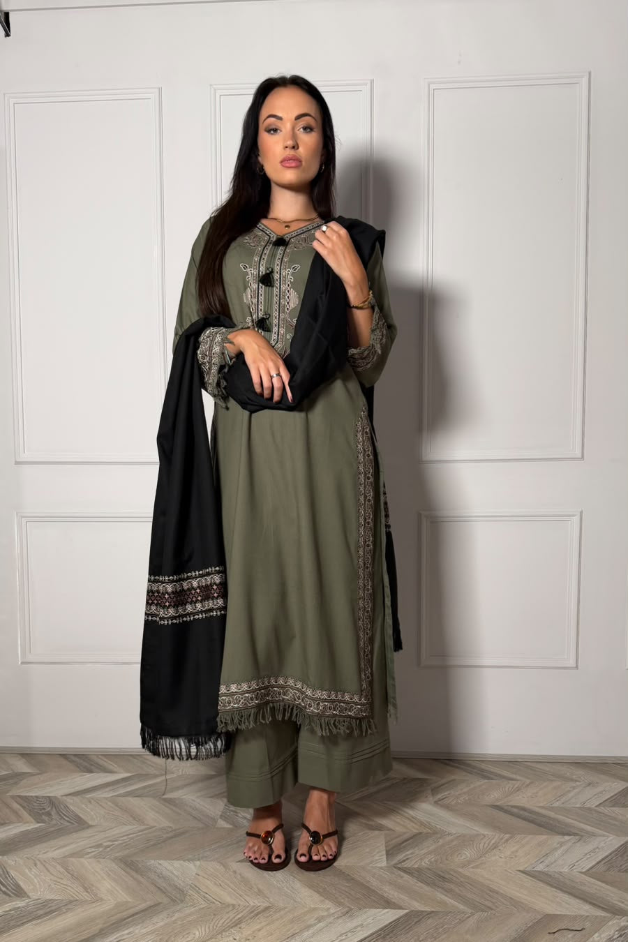 SEHRISH — Viscose Woven Winter 3-Piece Suit with Shawl