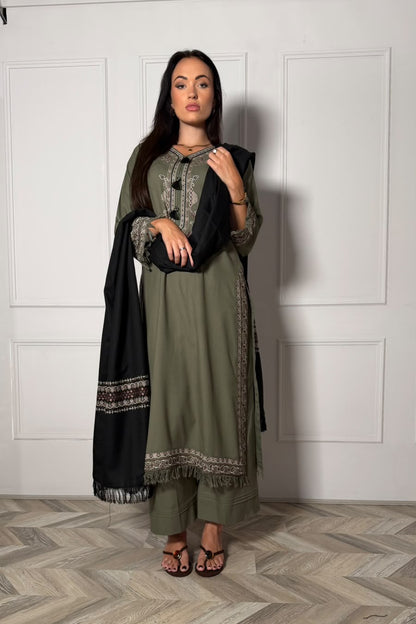 SEHRISH — Viscose Woven Winter 3-Piece Suit with Shawl