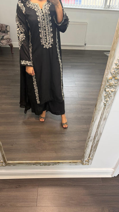 GULBAHAR – Embroidered Silk 3 Piece Suit with Bareeze Finish