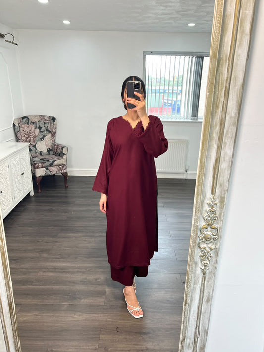 AAFREEN MAROON — 2 PIECE SUIT