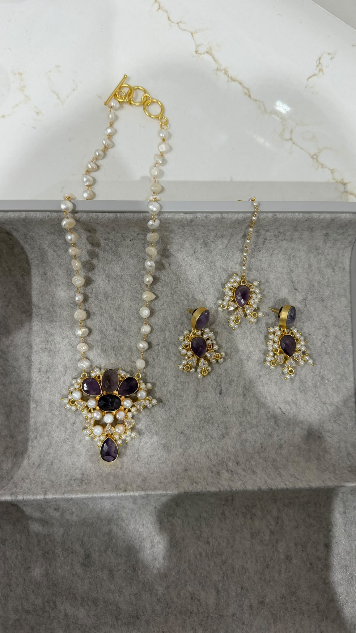 Noor Amethyst Mala Set
