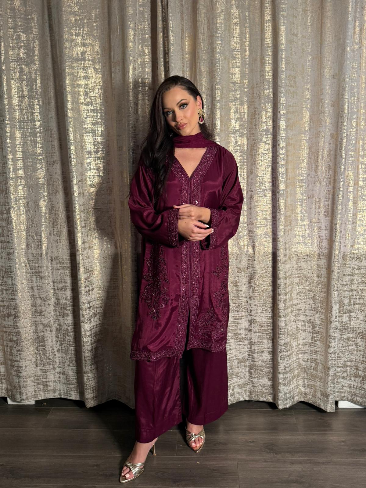 ÉLANÉ – Eid Collection | 3PC Silk Suit