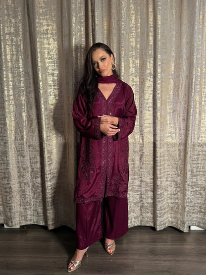 ÉLANÉ – Eid Collection | 3PC Silk Suit