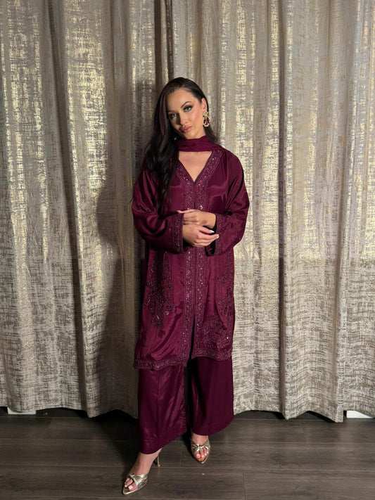 ÉLANÉ – Eid Collection | 3PC Silk Suit