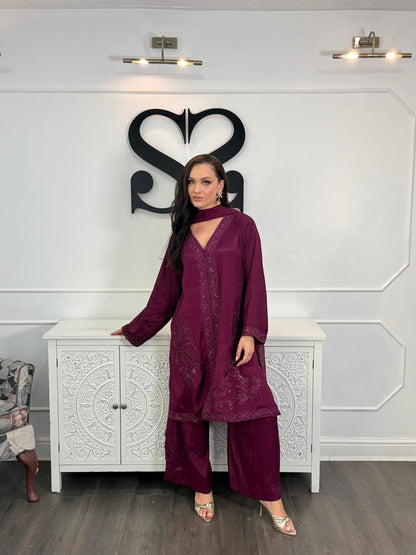 ÉLANÉ – Eid Collection | 3PC Silk Suit