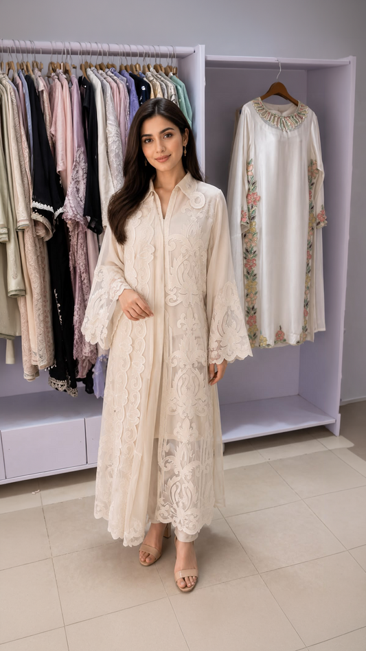 CHANDNI PEARL – Organza Appliqué Work 3 Piece Suit